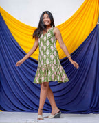 Green Kitty Short Frill Dress