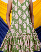 Green Kitty Short Frill Dress
