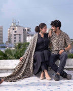 Black Aztec Anarkali Couple Set
