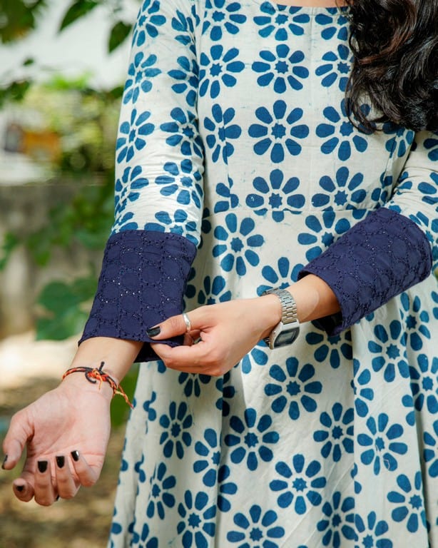 Indigo Floral Dress Couple Set