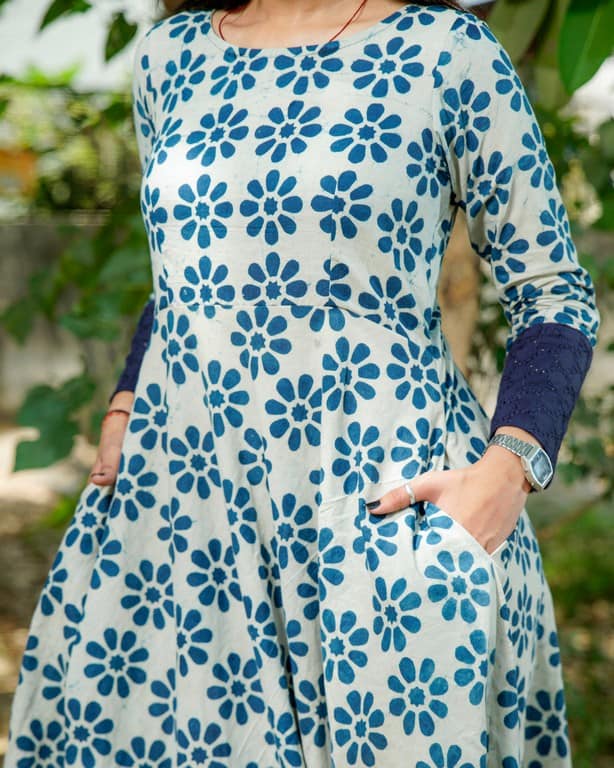 Indigo floral Dress