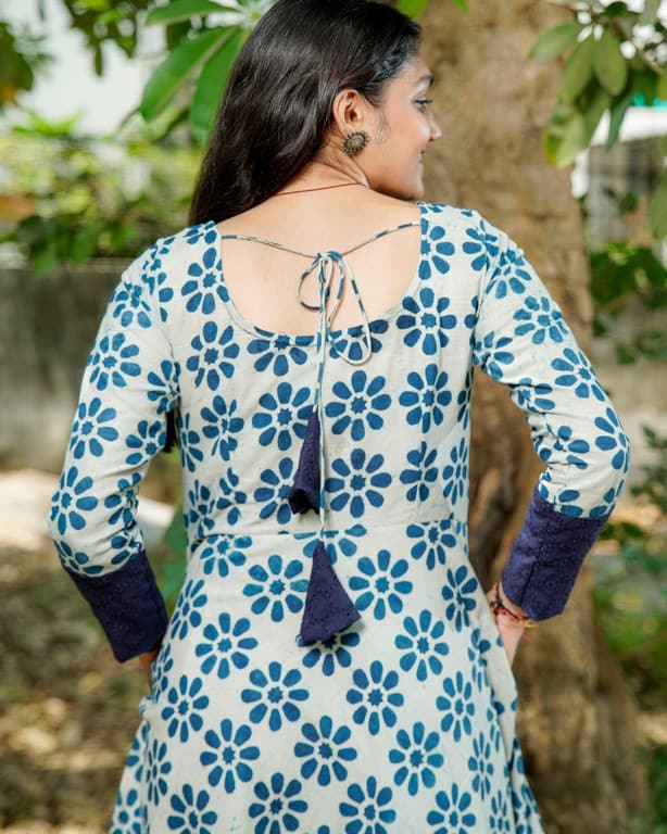 Indigo Floral Dress Couple Set