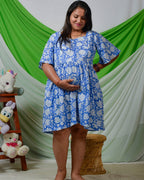 Blue Bloom Short Maternity Dress