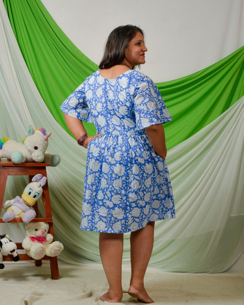 Blue Bloom Short Maternity Dress