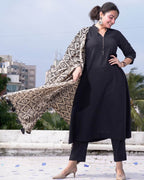 Black Aztec Anarkali Kurta Set