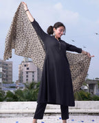 Black Aztec Anarkali Maternity Kurta Set