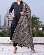 Black Aztec Anarkali Kurta Set