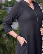 Black Aztec Anarkali Kurta Set