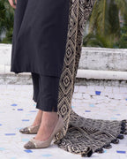 Black Aztec Anarkali Maternity Kurta Set