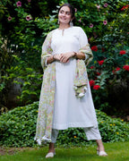 White Mint Green Anarkali Couple Set