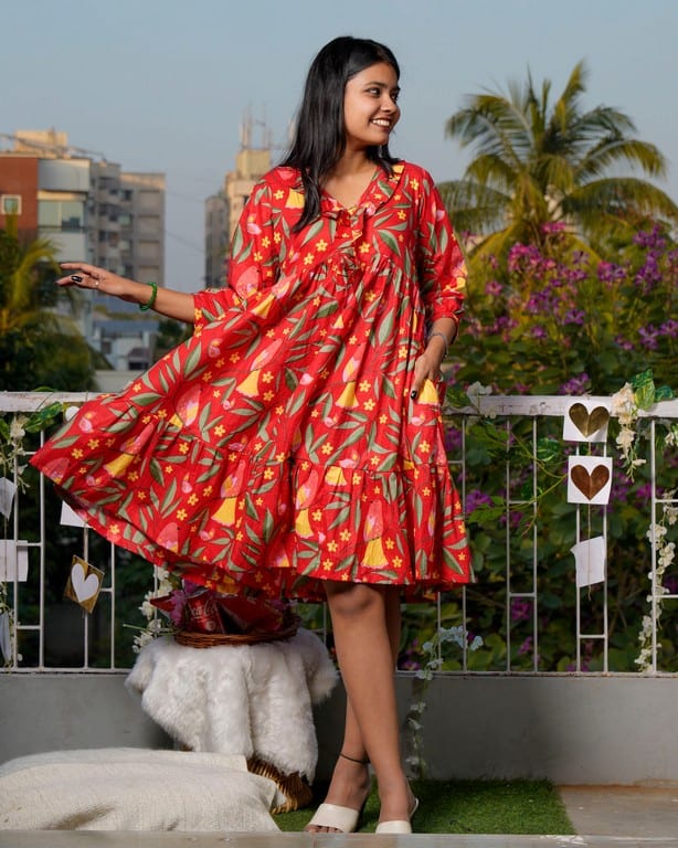 Red Bird Short Dress