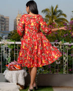 Red Bird Short Dress
