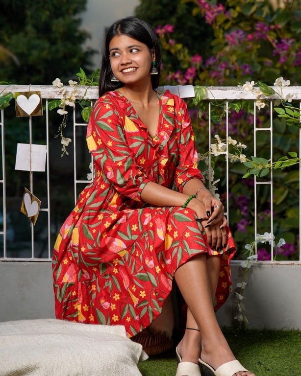 Red Bird Short Dress Secondary image
