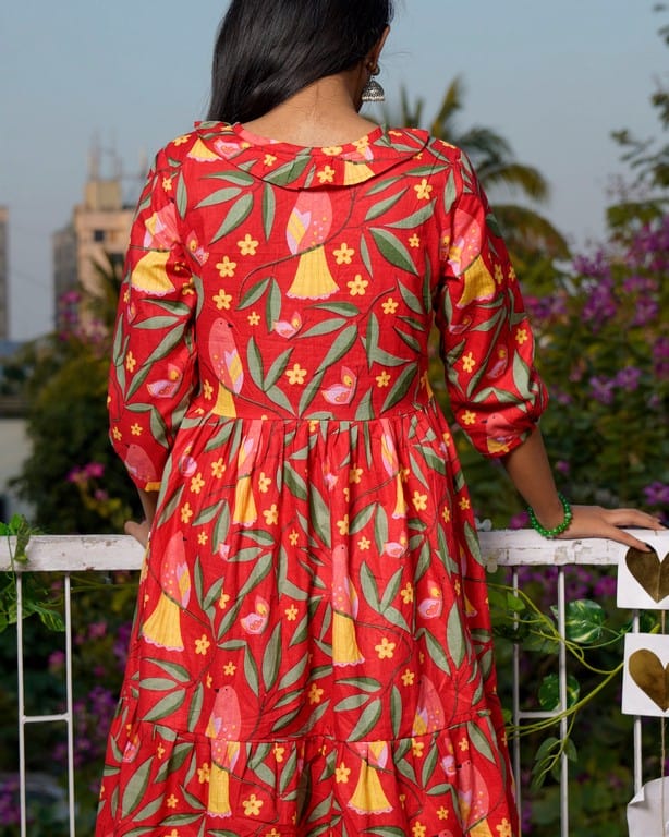 Red Bird Short Dress