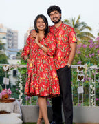 Red Bird Short Couple Set