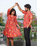 Red Bird Short Couple Set