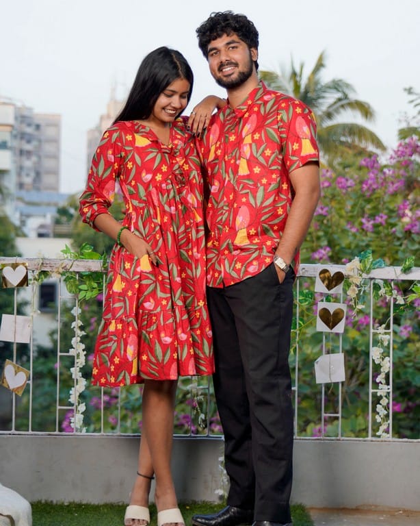 Red Bird Short Couple Set