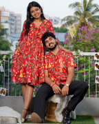 Red Bird Short Couple Set