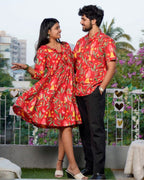 Red Bird Short Couple Set