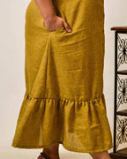 Mustard Checkered Strappy Plus Size Dress