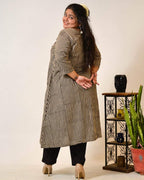 Black Striped Plus Size Kurta