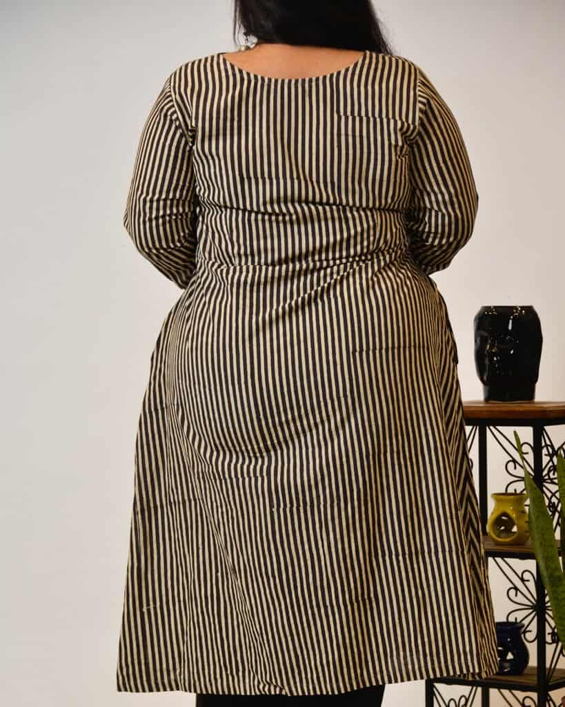Black Striped Plus Size Kurta