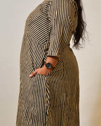 Black Striped Plus Size Kurta