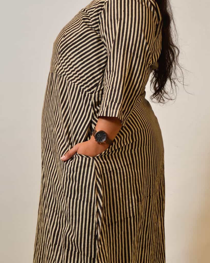 Black Striped Plus Size Kurta