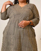 Black Striped Plus Size Kurta