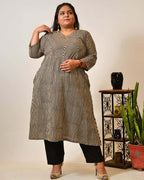 Black Striped Plus Size Kurta