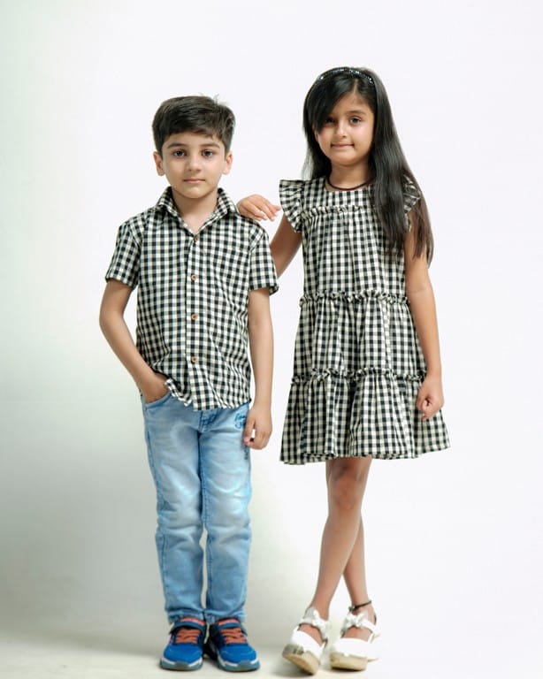 Ikat Checkered Mom Kid Twinning