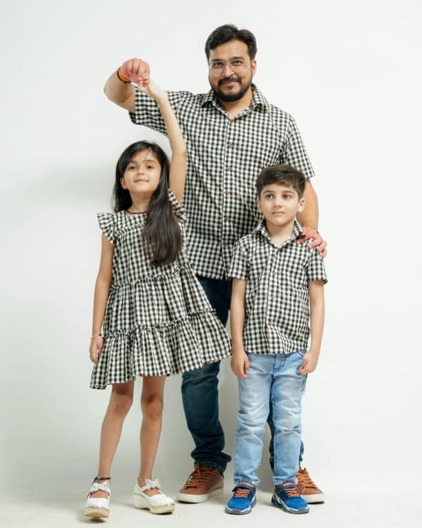 Ikat Checkered Family Set