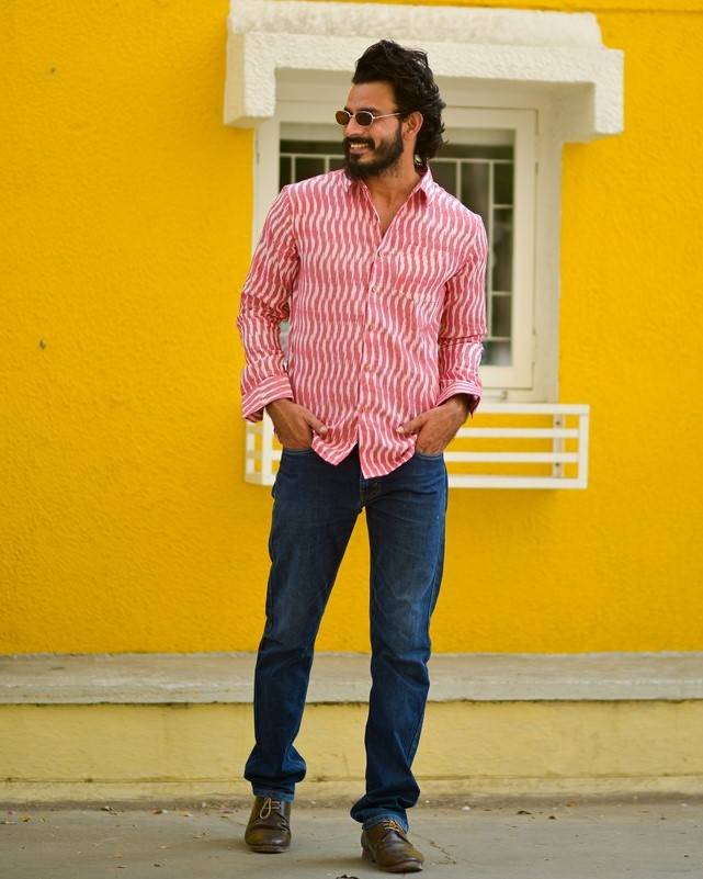 Pink Pinnacle Ikat Waves Shirt Secondary image