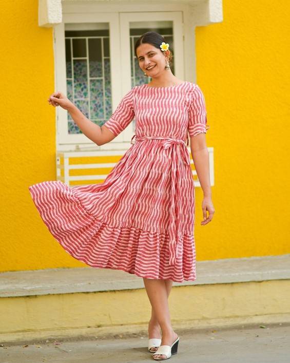 Pink Pinnacle Ikat Waves Dress