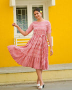 Pink Pinnacle Ikat Waves Nursing Dress