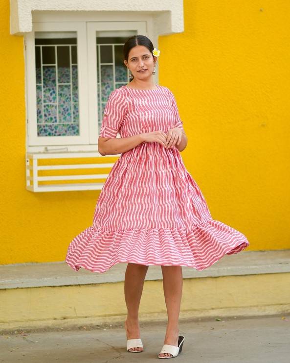 Pink Pinnacle Ikat Waves Dress