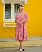 Pink Pinnacle Ikat Waves Nursing Dress