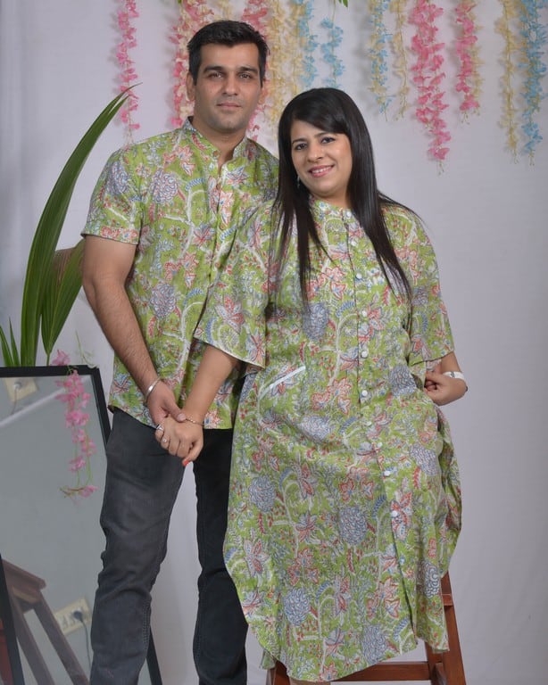 Mint Green Kaftan Couple set