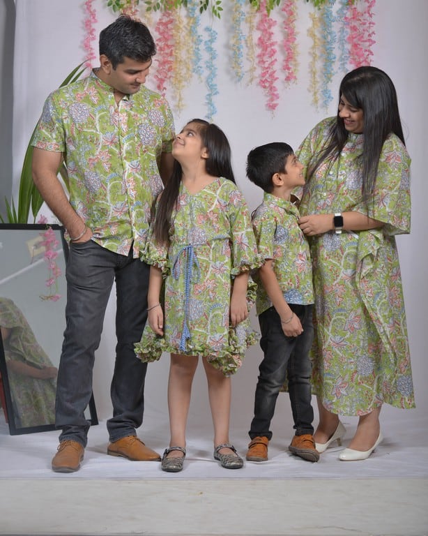 Mint Green Kaftan Family Set
