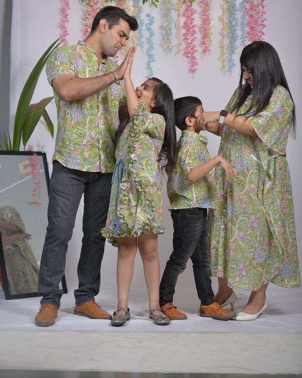 Mint Green Kaftan Family Set