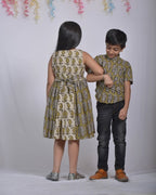 Mustard Block Print Family Set