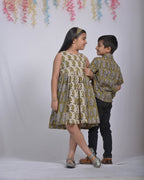 Mustard Block Print Family Set
