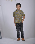 Mustard Block Print Kids Shirt