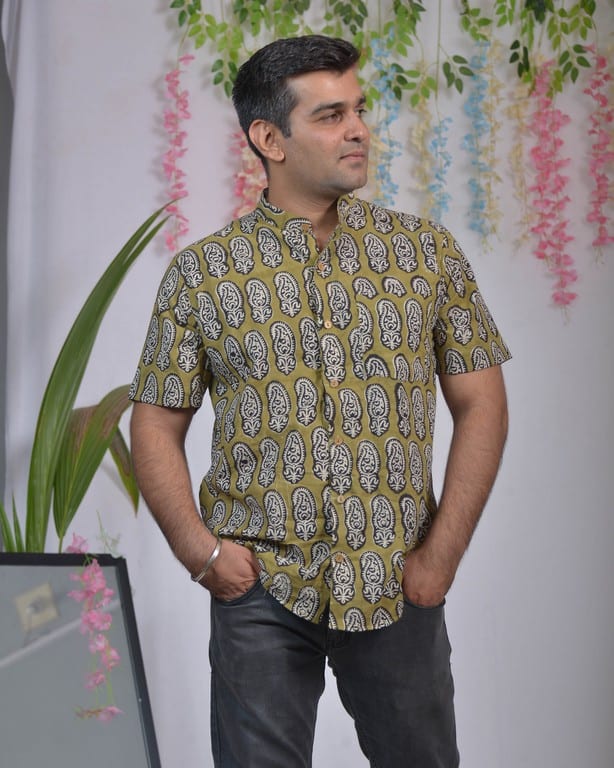 Mustard Block Print Shirt
