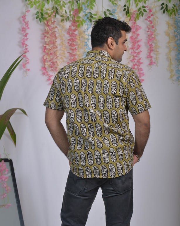 Mustard Block Print Shirt