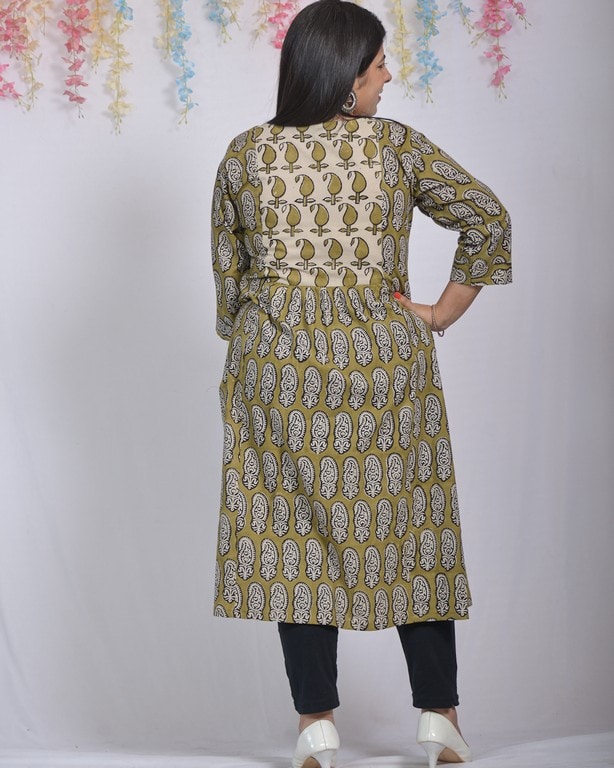 Mustard block print straight  Mother Daughter Twinning