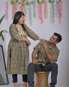 Mustard Block Print Couple Set