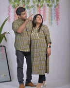 Mustard Block Print Couple Set