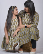 Mustard block print straight  Mother Daughter Twinning