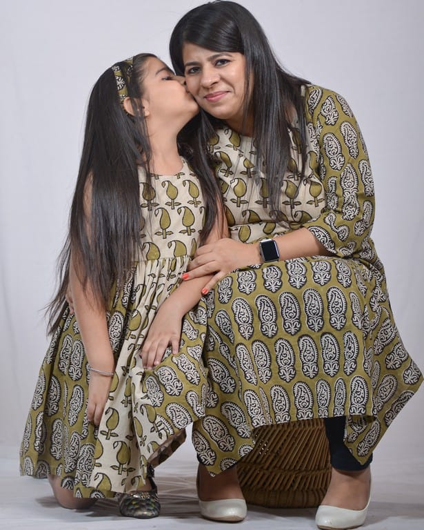 Mustard block print straight  Mother Daughter Twinning